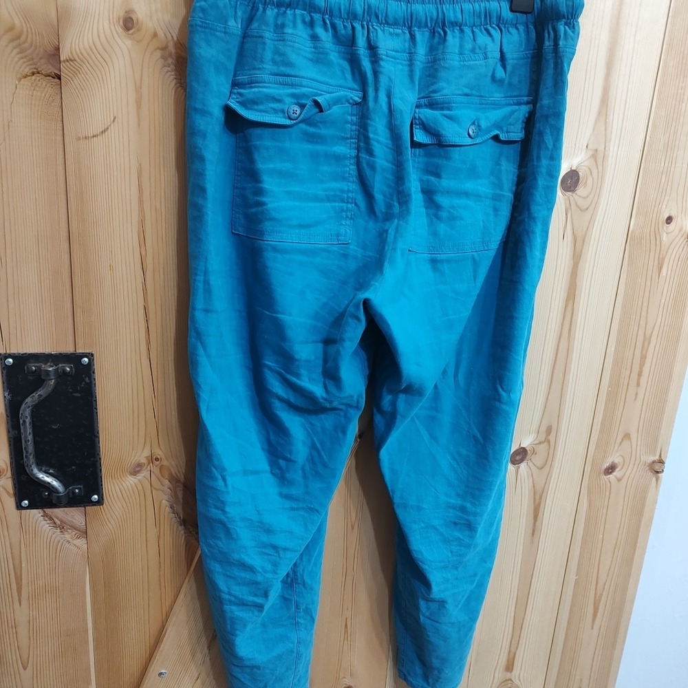 KUT From The Kloth Womens Linen Blend Ankle Pants Sz Large Blue Casual Coastal - Picture 3 of 6